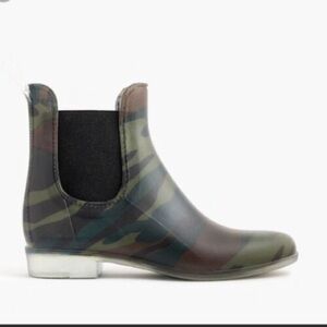 J. Crew Womens Camo Chelsea Rubber Boot- Ankle Rain Boots